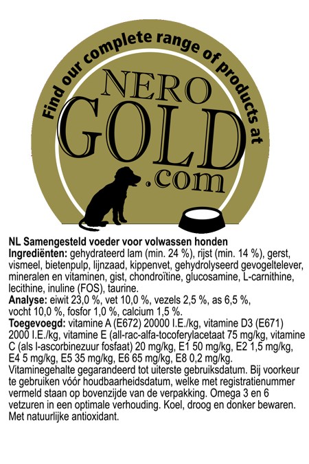 Nero Gold Hond Lam & Rijst 12 kg - Nero
