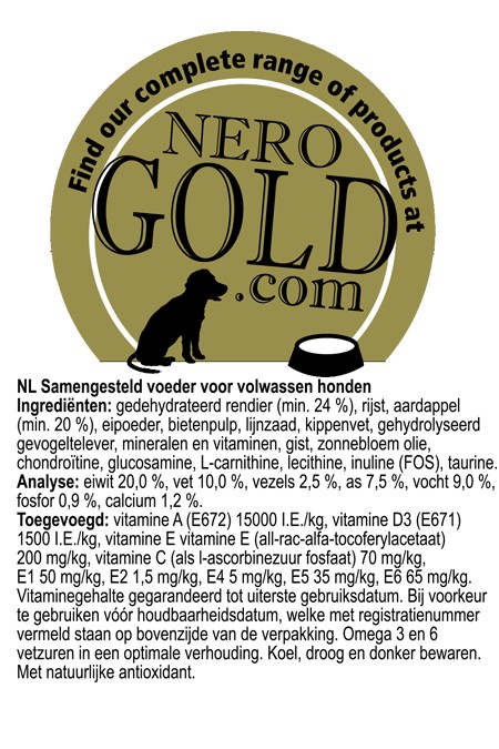 schroot Collega Schat Nero Gold Hond Rendier & Aardappel 12 kg - Nero Gold